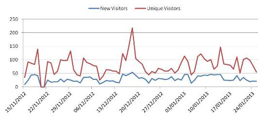 Chart of New Visitors and Unique Visitors